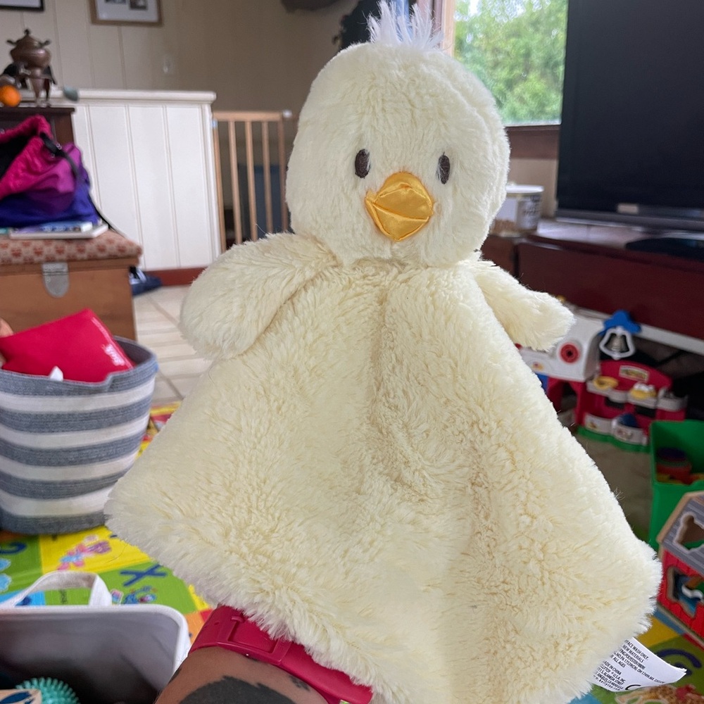 Yellow Duck Lovey Plush Baby Security Blanket w Rattle Kelly Toy K Luxe Soft